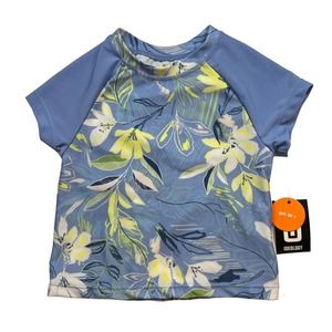 Ideology Short Sleeve‎ Swim Shirt Blue Floral 3T New